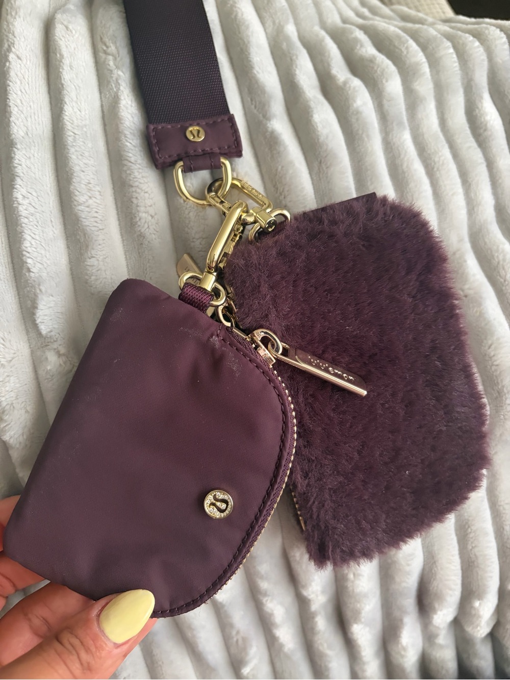 lululemon athletica Plum Purple Key Pouch and Faux Fur Coin Case